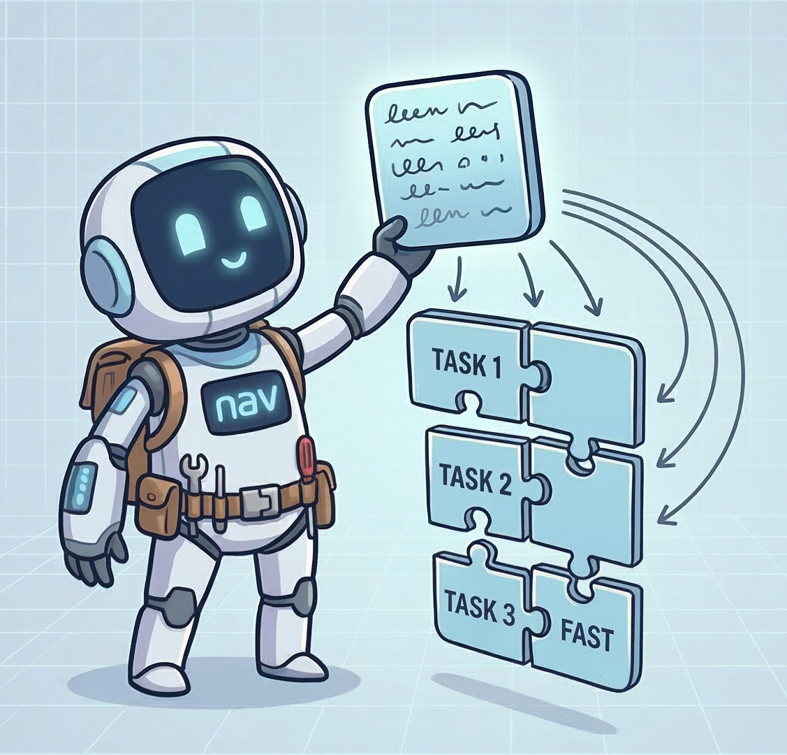 nav mascot — a friendly robot that breaks plans into tasks